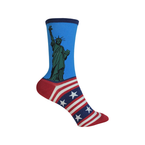 Lady Liberty Crew Socks in Blue