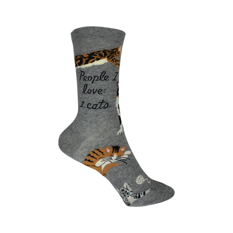 People I Love: Cats Crew Socks in Gray