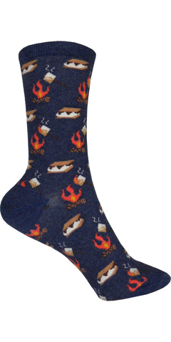 S'mores Crew Socks in Denim Heather