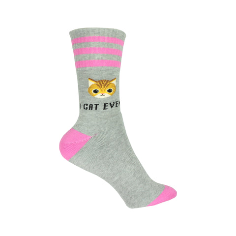 I Cat Even Crew Socks in Gray Heather