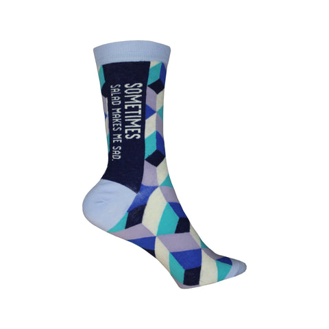 Sad Salad Crew Socks in Blue