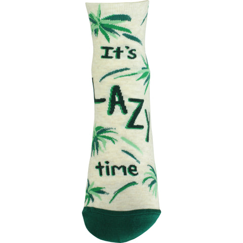 It's Lazy Time Ankle Socks in Cream and Green