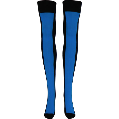 Neon Racer Over The Knee Socks in Blue