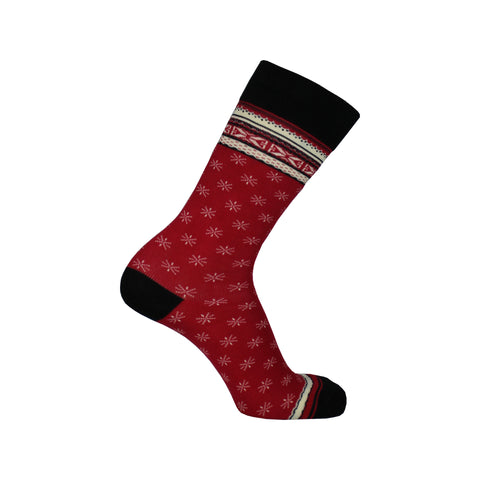 Fair Isle Crew Socks in Red