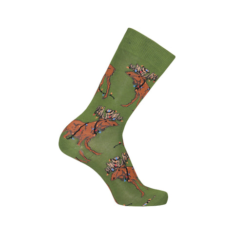 Tangled Moose Crew Socks in Parrot Green