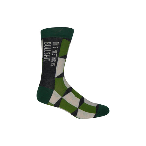 Meeting is Bullshit Crew Socks in Green