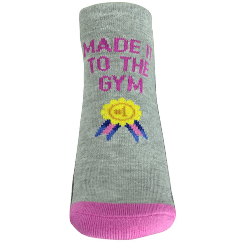 Made It To The Gym Footie Socks in Sweatshirt Gray