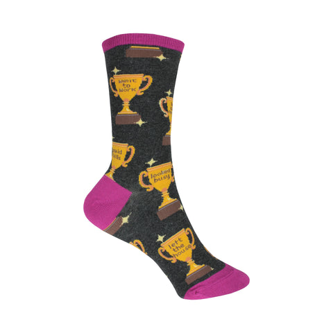 Life Goals Crew Socks in Charcoal Heather