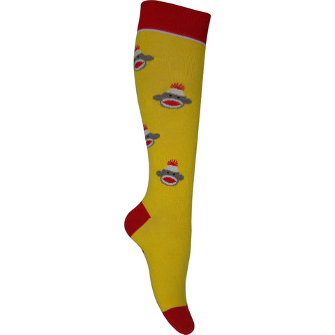 Sock Monkey Knee High Socks in Yellow