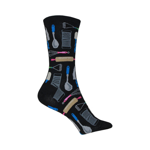 Kitchen Utensils Crew Socks in Black