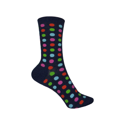 Classic Large Dot Crew Socks in Denim