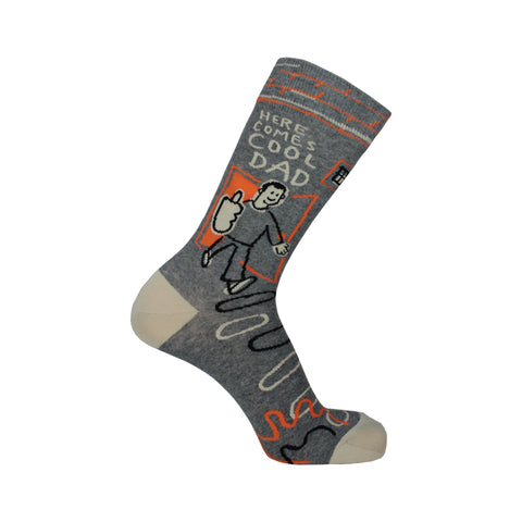 Here Comes Cool Dad Crew Socks in Gray