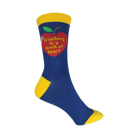 Teaching Heart Crew Socks in Blue