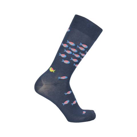 Fish Crew Socks in Navy