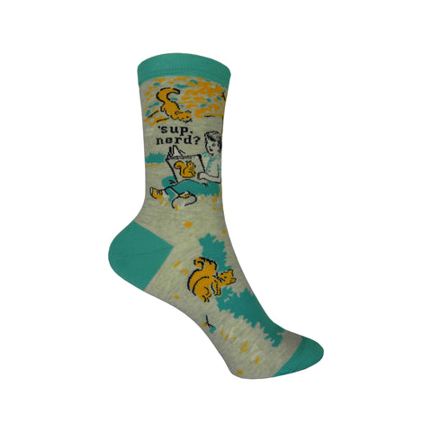 'Sup Nerd Crew Socks in Teal