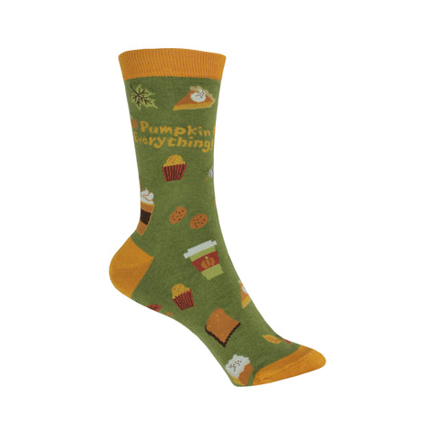 Pumpkin Crew Socks in Green
