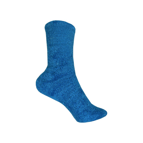 Microfiber Fuzzy Crew Socks in Turquoise
