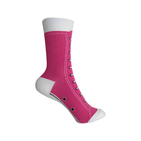 High Top Sneakers Crew Socks in Fuchsia