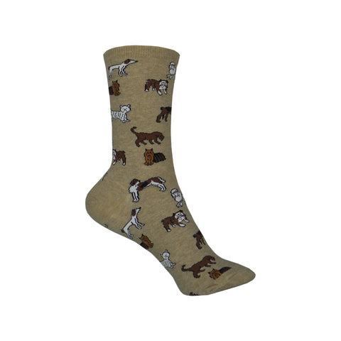 Classic Dogs Crew Socks in Hemp Heather