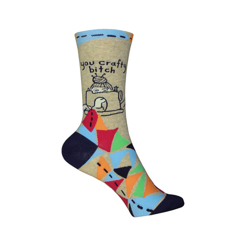 Crafty Bitch Crew Socks in Gray