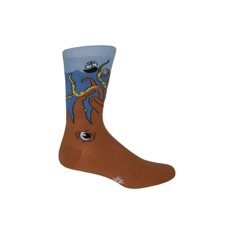 Giant Squid Crew Socks in Blue and Brown