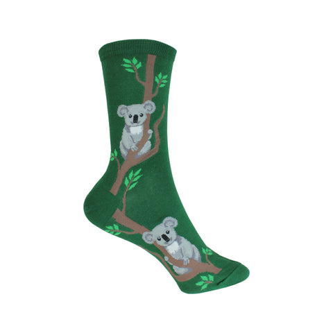 Climbing Koala Crew Socks in Green