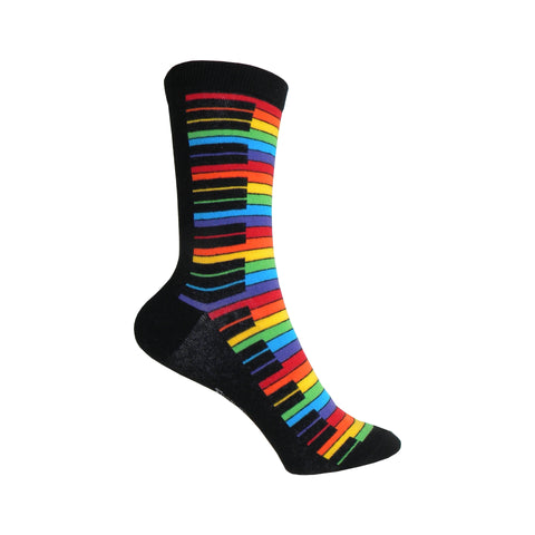 Piano Crew Socks in Rainbow and Black