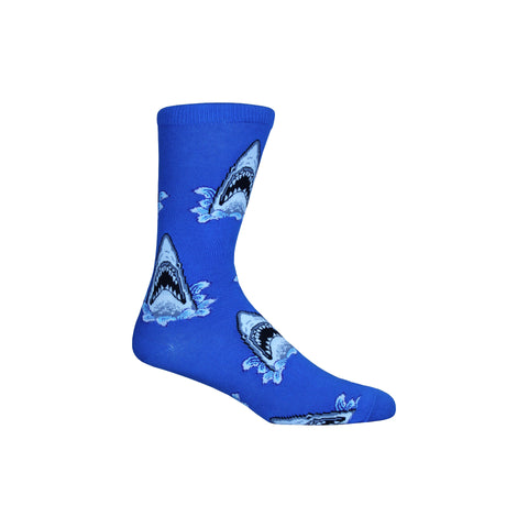 Shark Attack Crew Socks in Blue