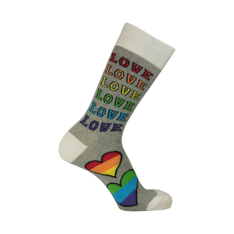 Rainbow Love Crew Socks in Gray Heather