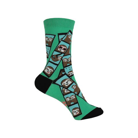 Oh Snap! Crew Socks in Green