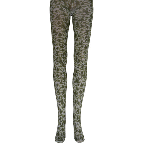 Digital Camouflage Tights in Soft Green and Sage