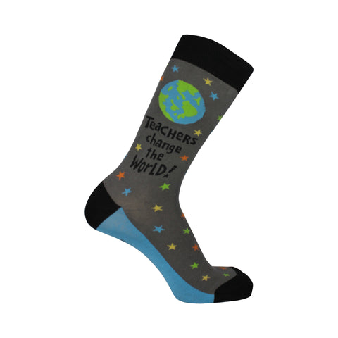 Teachers World Crew Socks in Gray