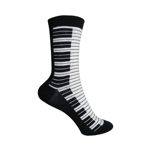 Piano Crew Socks in Black and White
