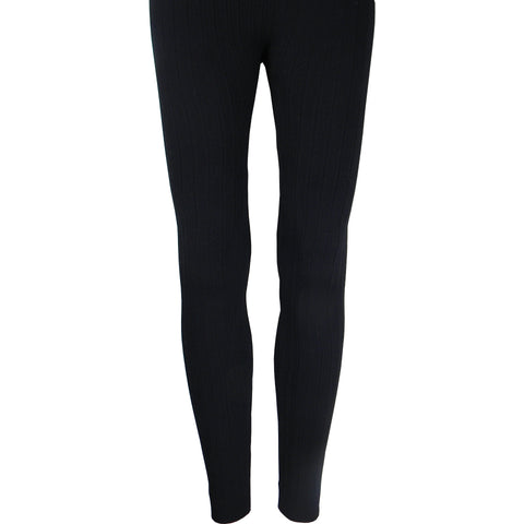 Cable Fleece Leggings in Black