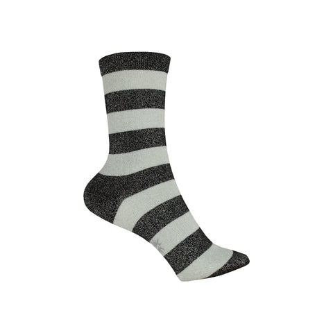 Puttin' on the Glitz Crew Socks in Black and Silver