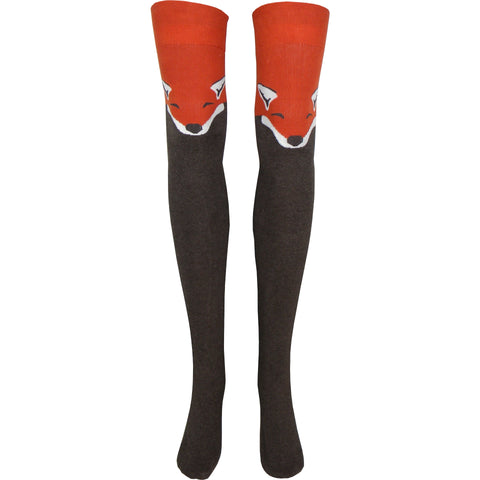 Fox Over The Knee Socks in Heather Brown