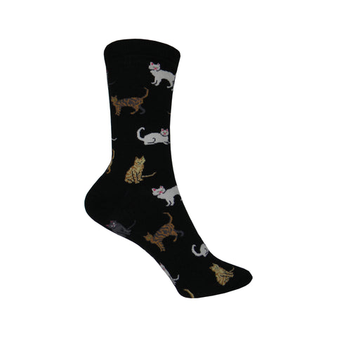 Cats Crew Socks in Black