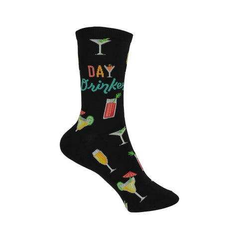 Day Drinker Crew Socks in Black