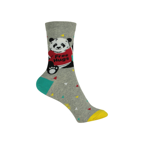 Bear Hug Crew Socks in Gray