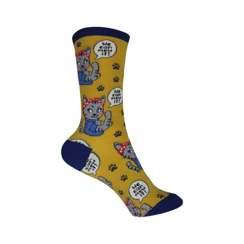 We Can Mew It Crew Socks in Yellow