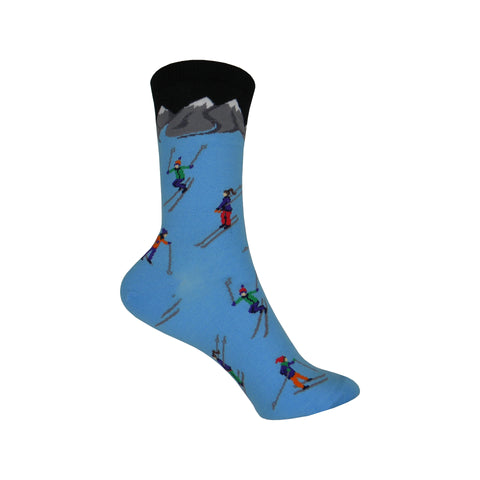 Skiing Crew Socks in Sky Blue