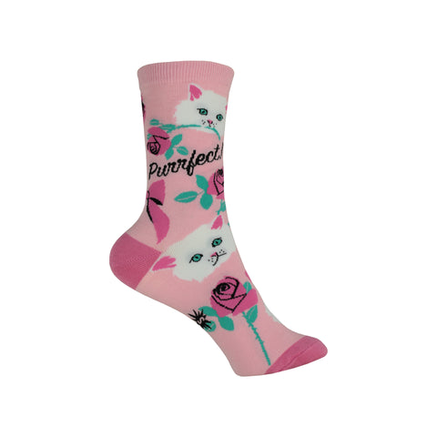 You're Purrfect Crew Socks in Pink