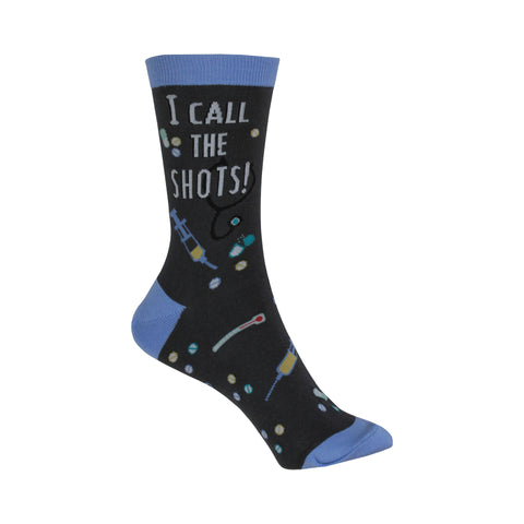 I Call the Shots Crew Socks in Blue