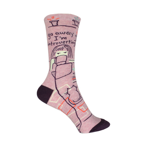 Go Away Introverting Crew Socks in Purple