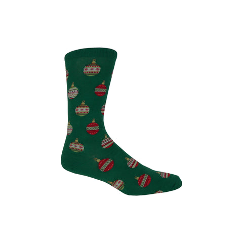 Christmas Ornaments Crew Socks in Pine