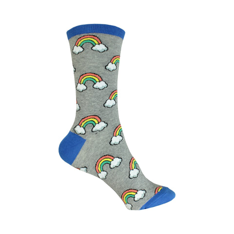 Rainbow Crew Socks in Sweatshirt Gray