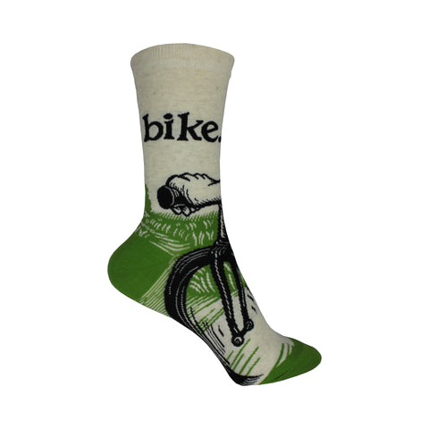Bike Path Crew Socks in Green