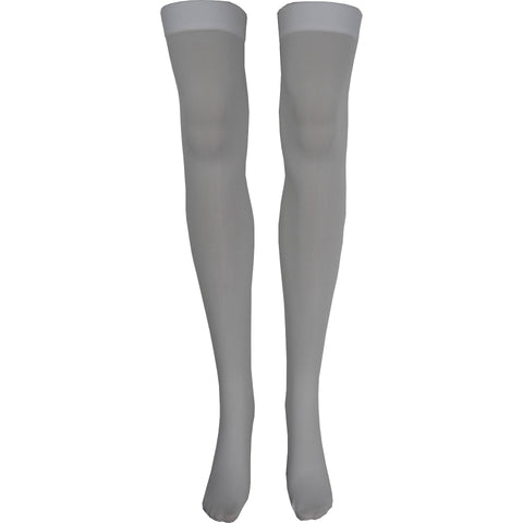 Solid Opaque Thigh High Socks in White