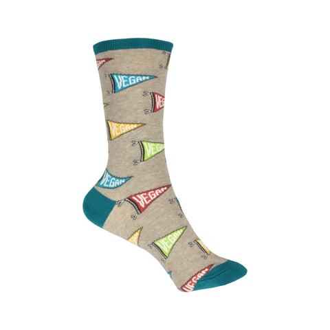 Let Yo' Vegan Flag Fly Crew Socks in Hemp Heather