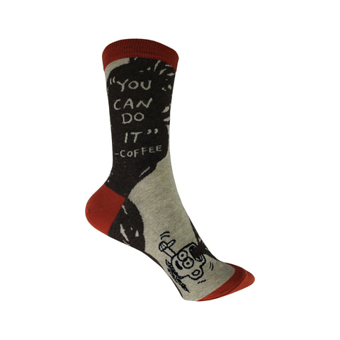 Coffee Pep Talk Crew Socks in Brown